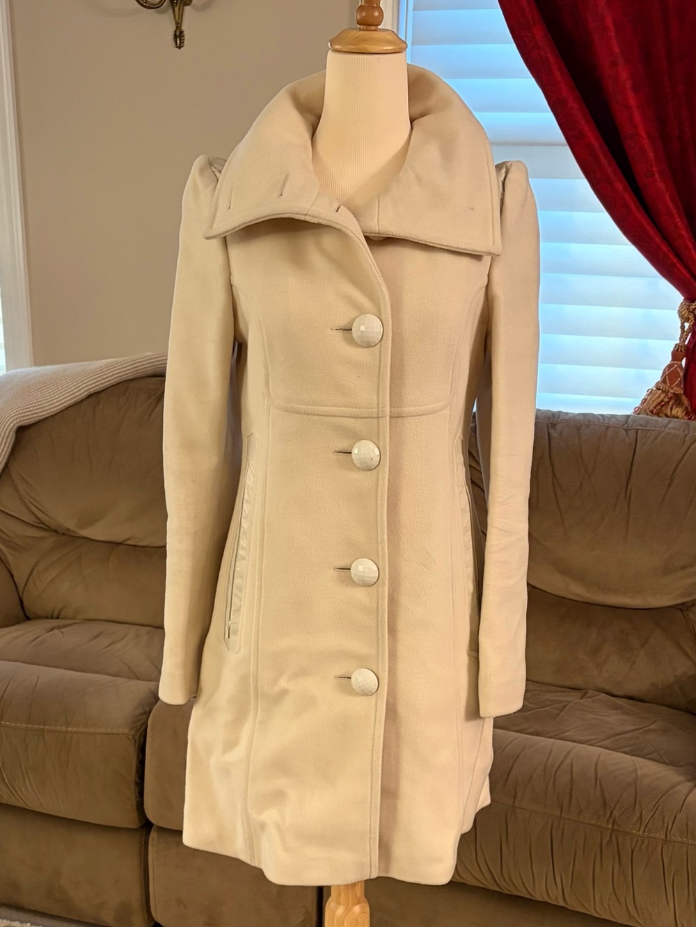 Mackage wool/cashmere coat with leather accents